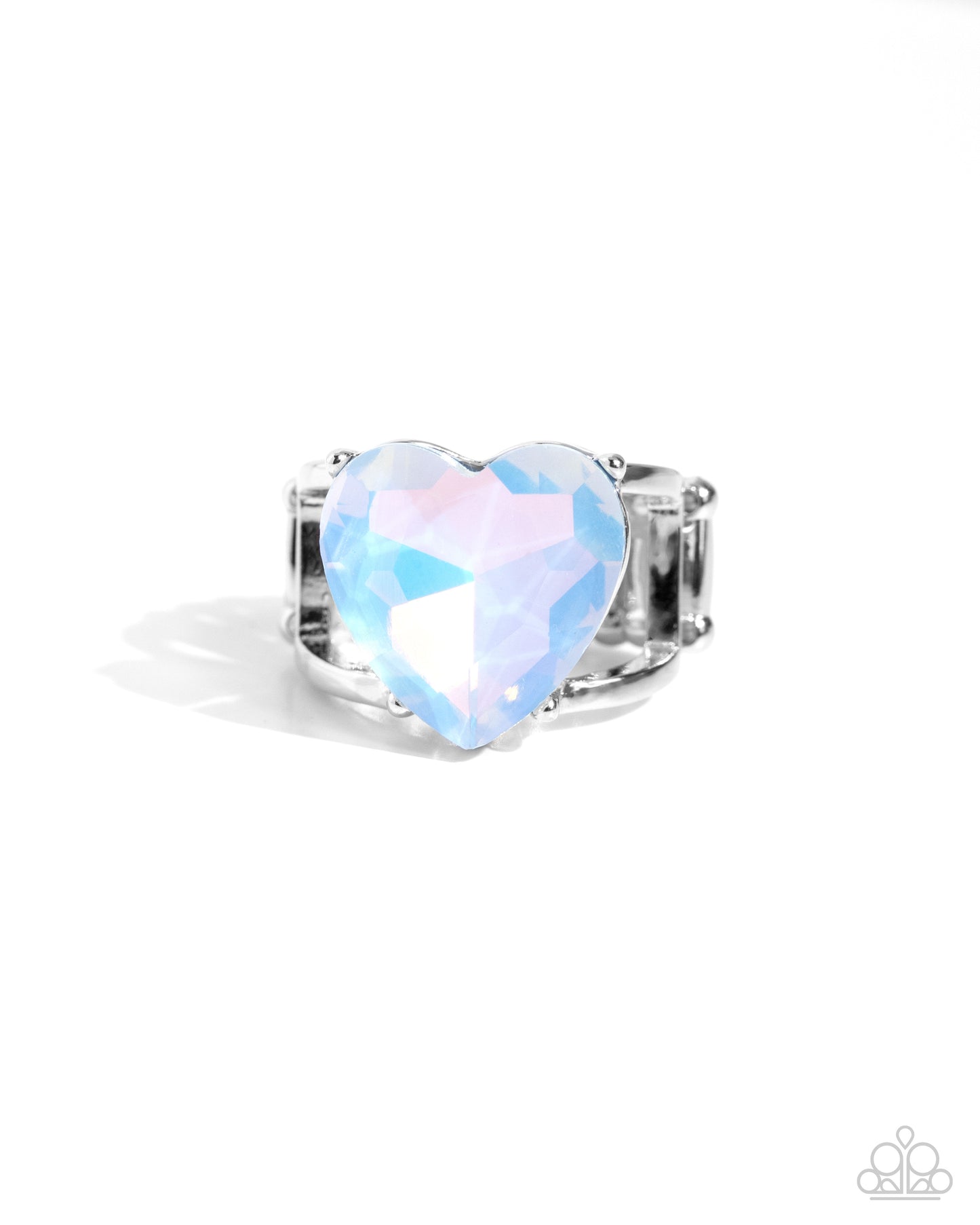 Youthful Yearbook - Blue Opalescent Heart Ring - Paparazzi Accessories