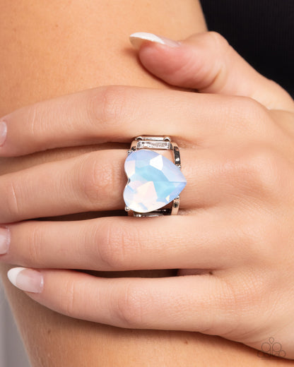 Youthful Yearbook - Blue Opalescent Heart Ring - Paparazzi Accessories