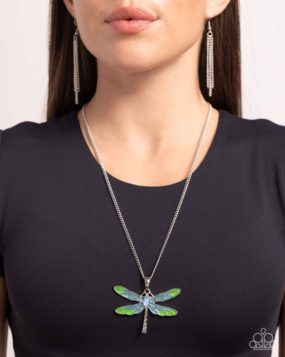 DRAGONFLY to the Sky - Blue Pendant Necklace - Paparazzi Accessories