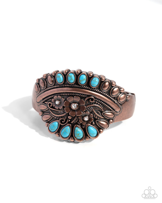 Artisan Age - Copper & Turquoise Crackle Stone Hinge Bracelet - Paparazzi Accessories
