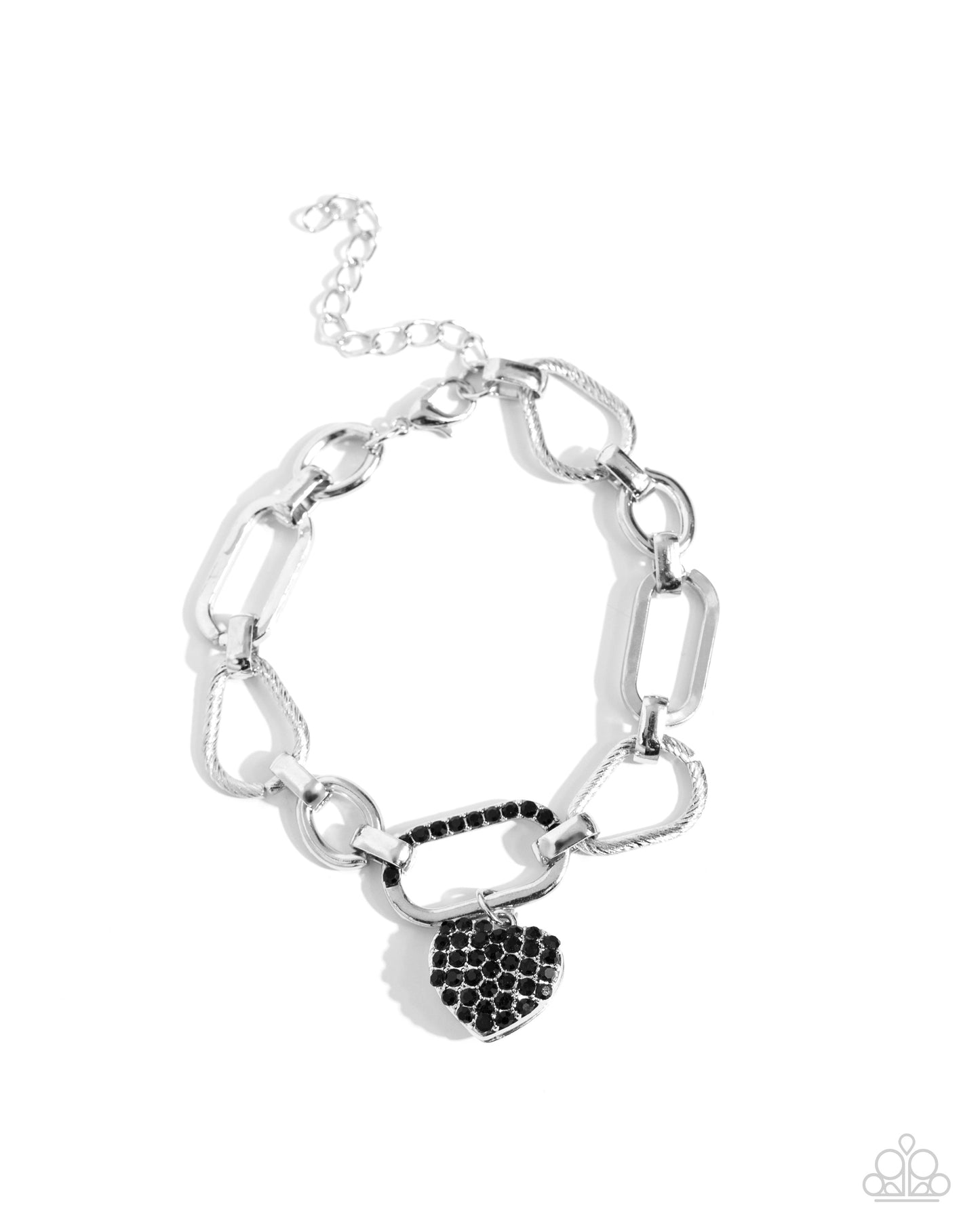 HEART Director - Black Rhinestone Clasp Bracelet - Paparazzi Accessories