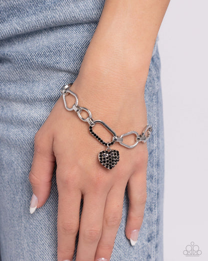 HEART Director - Black Rhinestone Clasp Bracelet - Paparazzi Accessories