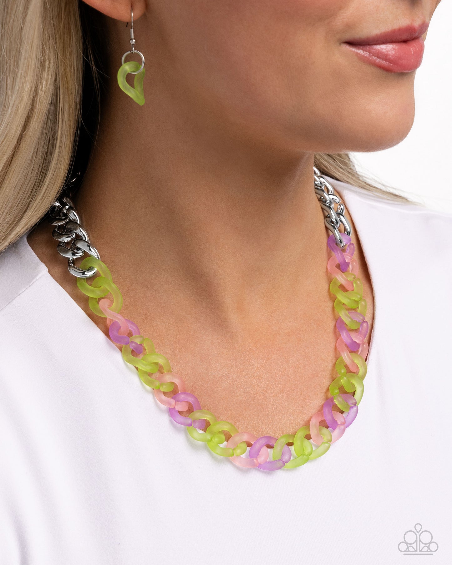 Rainbow Ragtime - Green Acrylic Necklace - Paparazzi Accessories