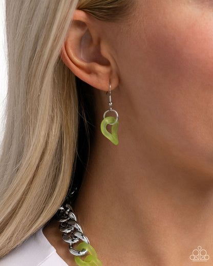 Rainbow Ragtime - Green Acrylic Necklace - Paparazzi Accessories