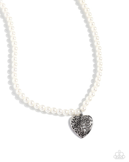 Filigree Infatuation - White Necklace - Paparazzi Accessories