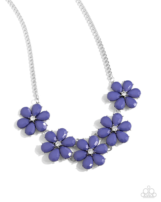 Floral Fun - Blue Acrylic Flower Necklace - Paparazzi Accessories