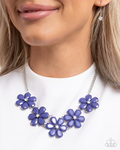 Floral Fun - Blue Acrylic Flower Necklace - Paparazzi Accessories