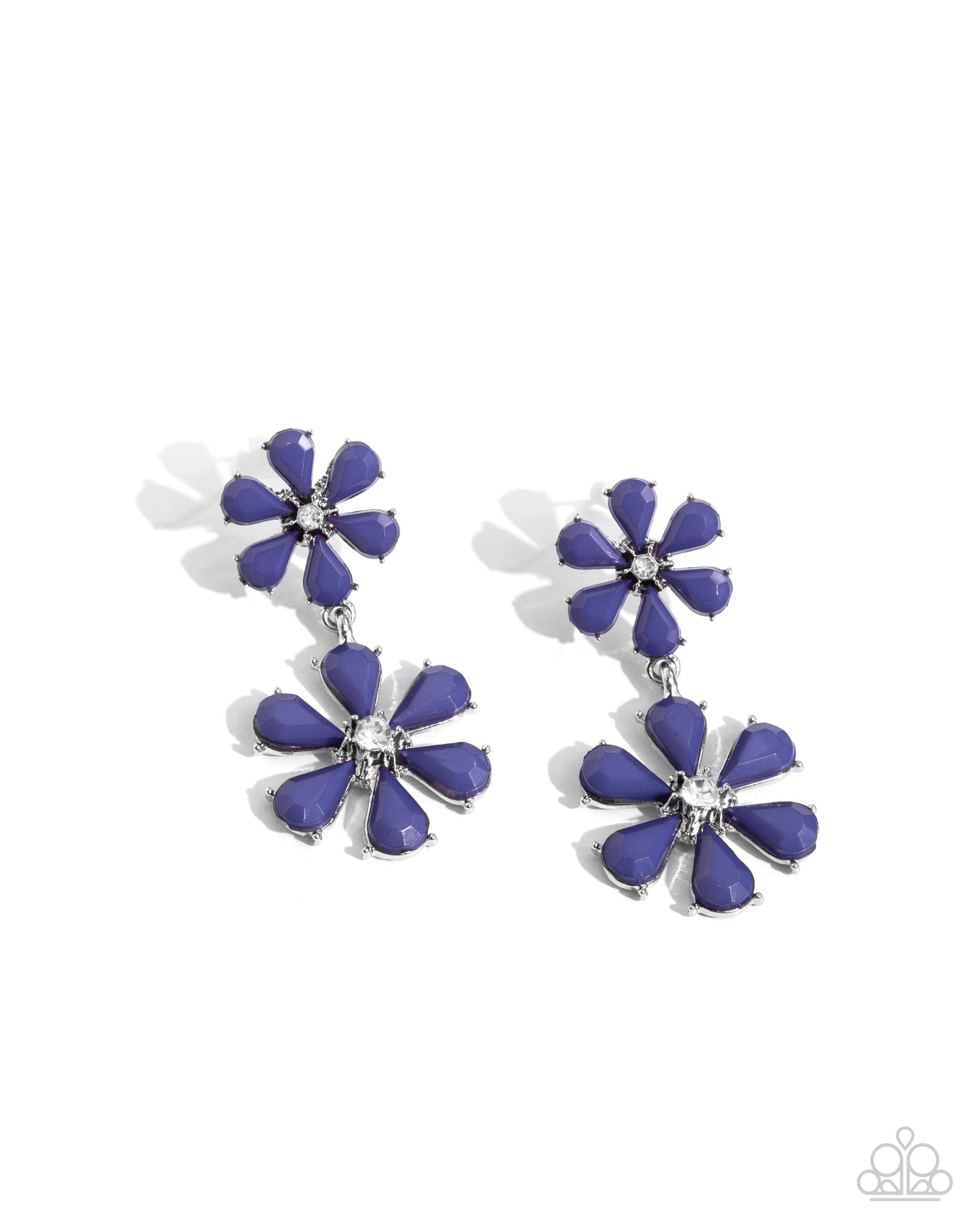 A Blast of Blossoms - Blue Acrylic Flower Post Earrings - Paparazzi Accessories