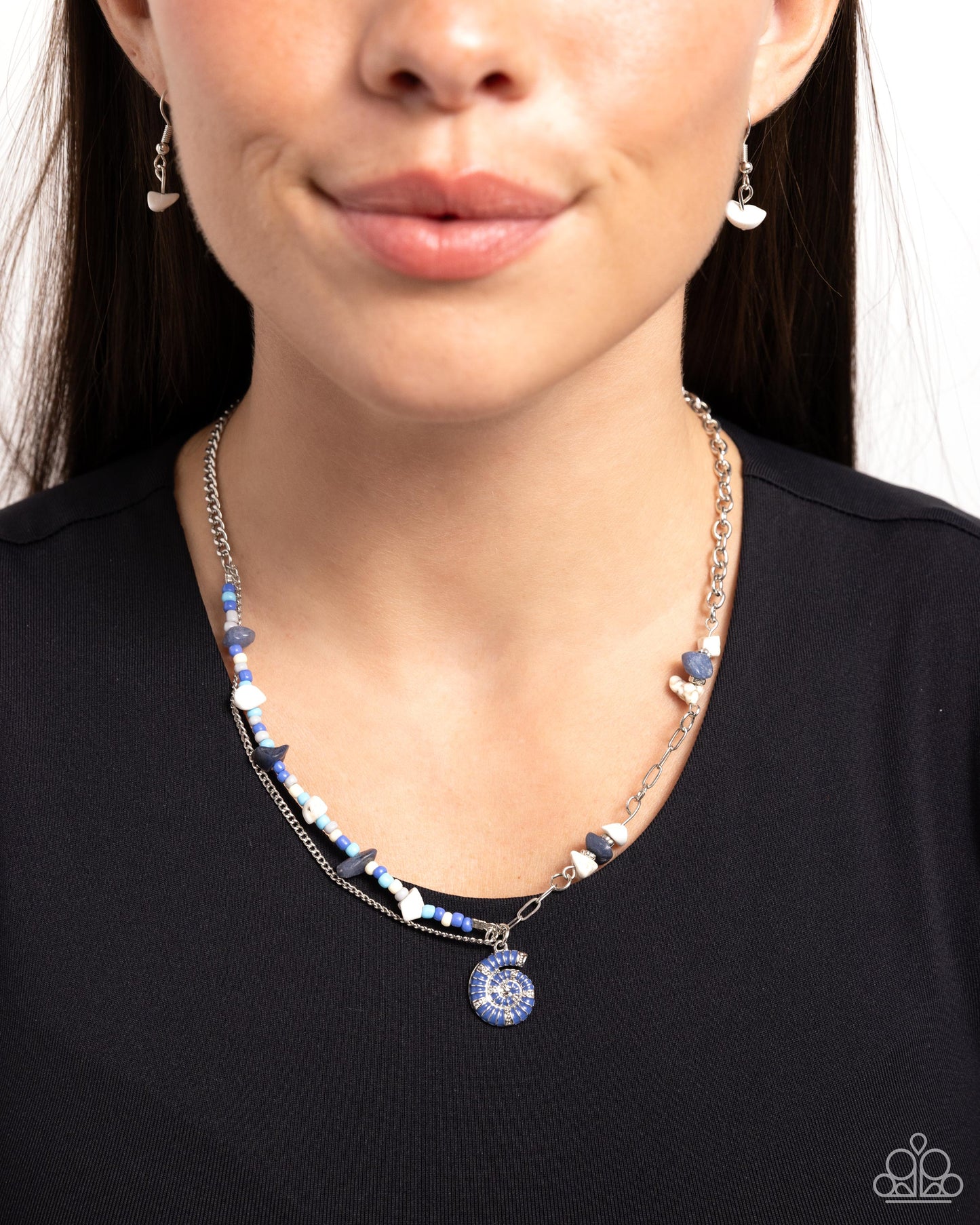 Spiraling Seafloor - Blue Seed Bead Necklace - Paparazzi Accessories