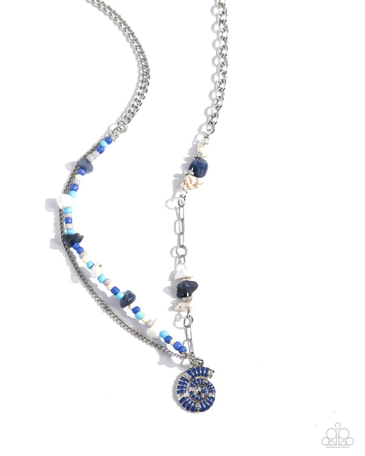 Spiraling Seafloor - Blue Seed Bead Necklace - Paparazzi Accessories