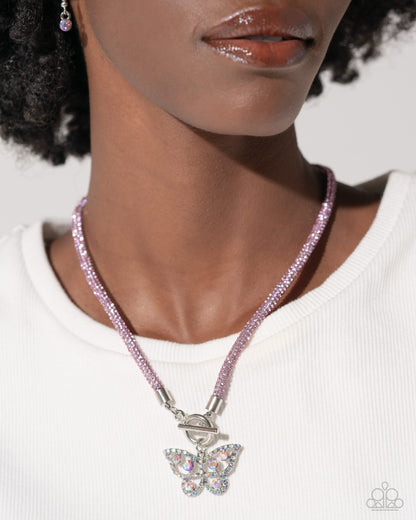 On SHIMMERING Wings - Pink Toggle Necklace - Paparazzi Accessories