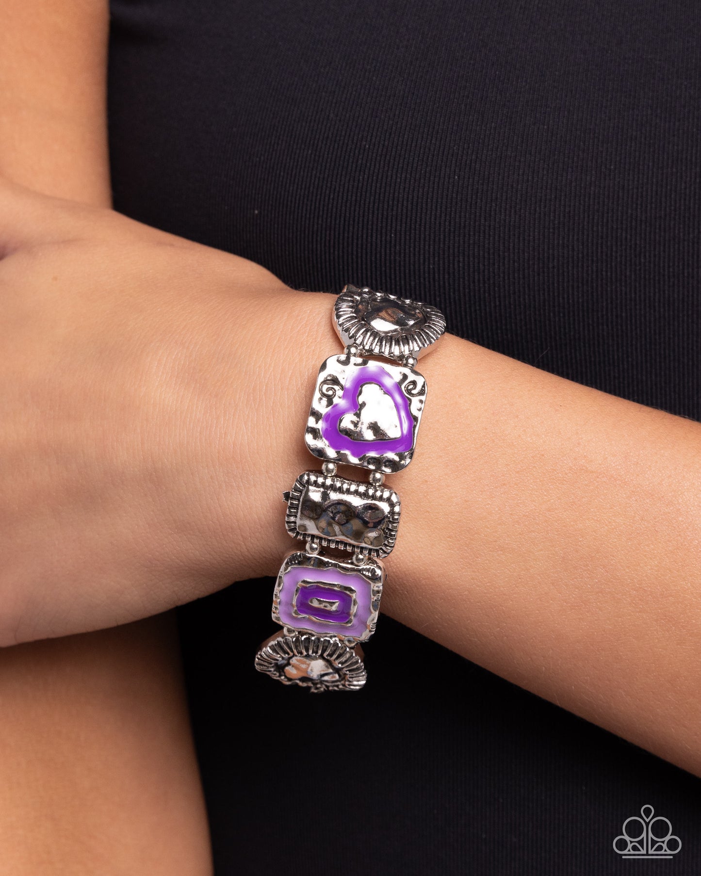 Hammered History - Purple Painted Clasp Closure Bracelet - Paparazzi Accessories