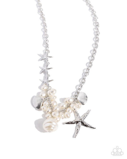 Cabo Coast - White Starfish Necklace - Paparazzi Accessories