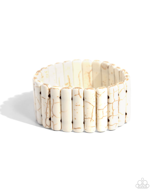 Southern Standing - White Crackle Stone Stretchy Bracelet - Paparazzi Accessories