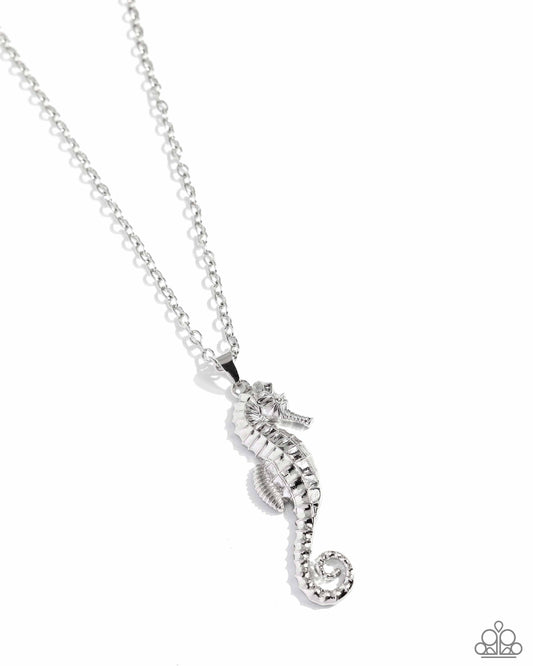 Sparkling Seahorse - Silver Pendant Necklace - Paparazzi Accessories