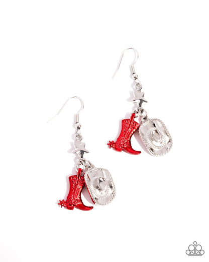 Rodeo Royalty - Red Fishhook Earrings - Paparazzi Accessories