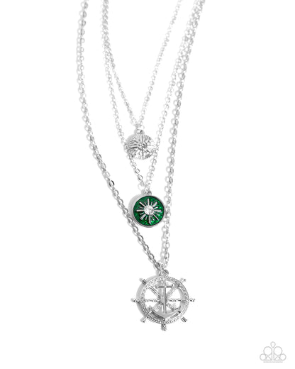 Anchor Arrangement - Green Layered Necklace - Paparazzi Accessories