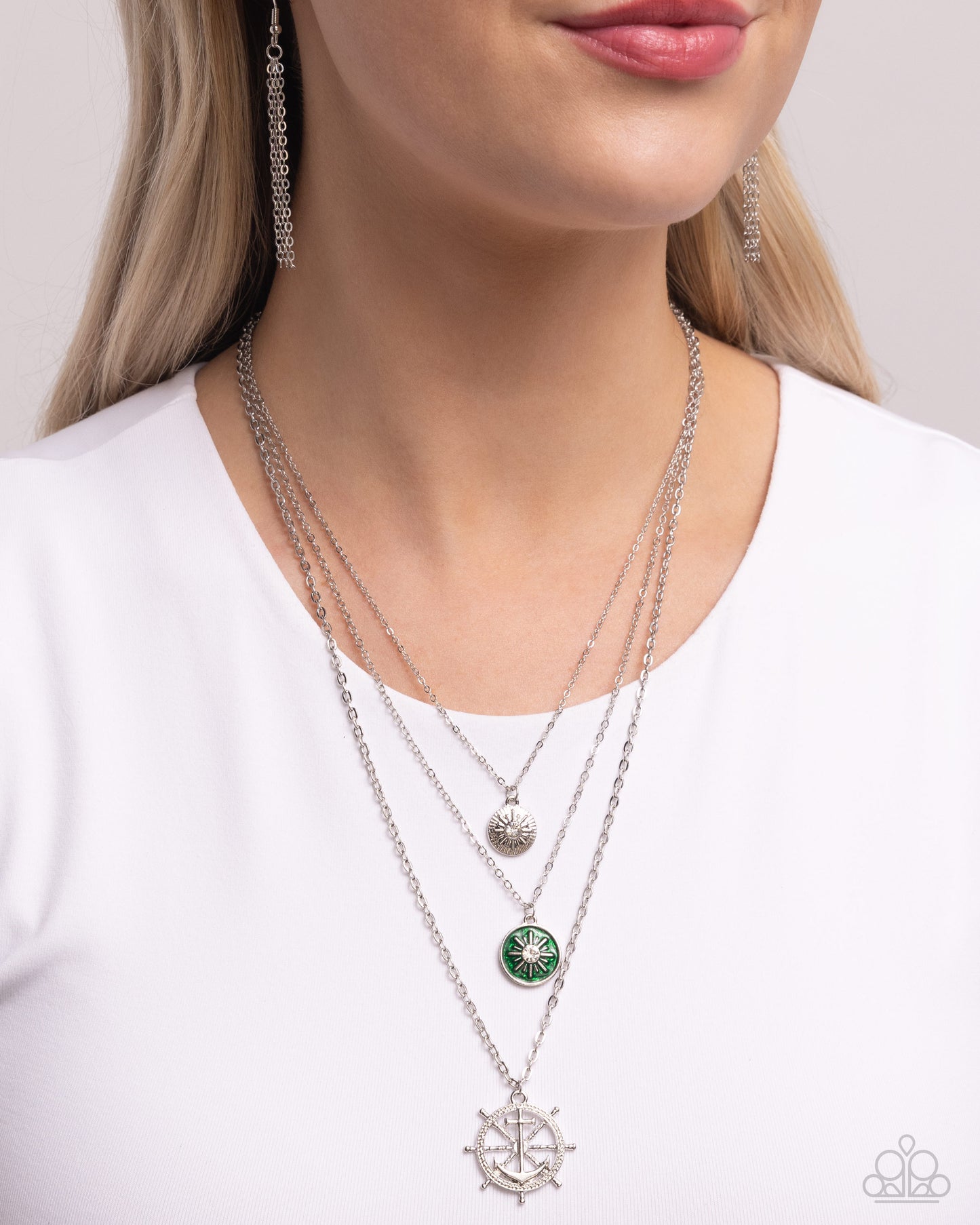 Anchor Arrangement - Green Layered Necklace - Paparazzi Accessories