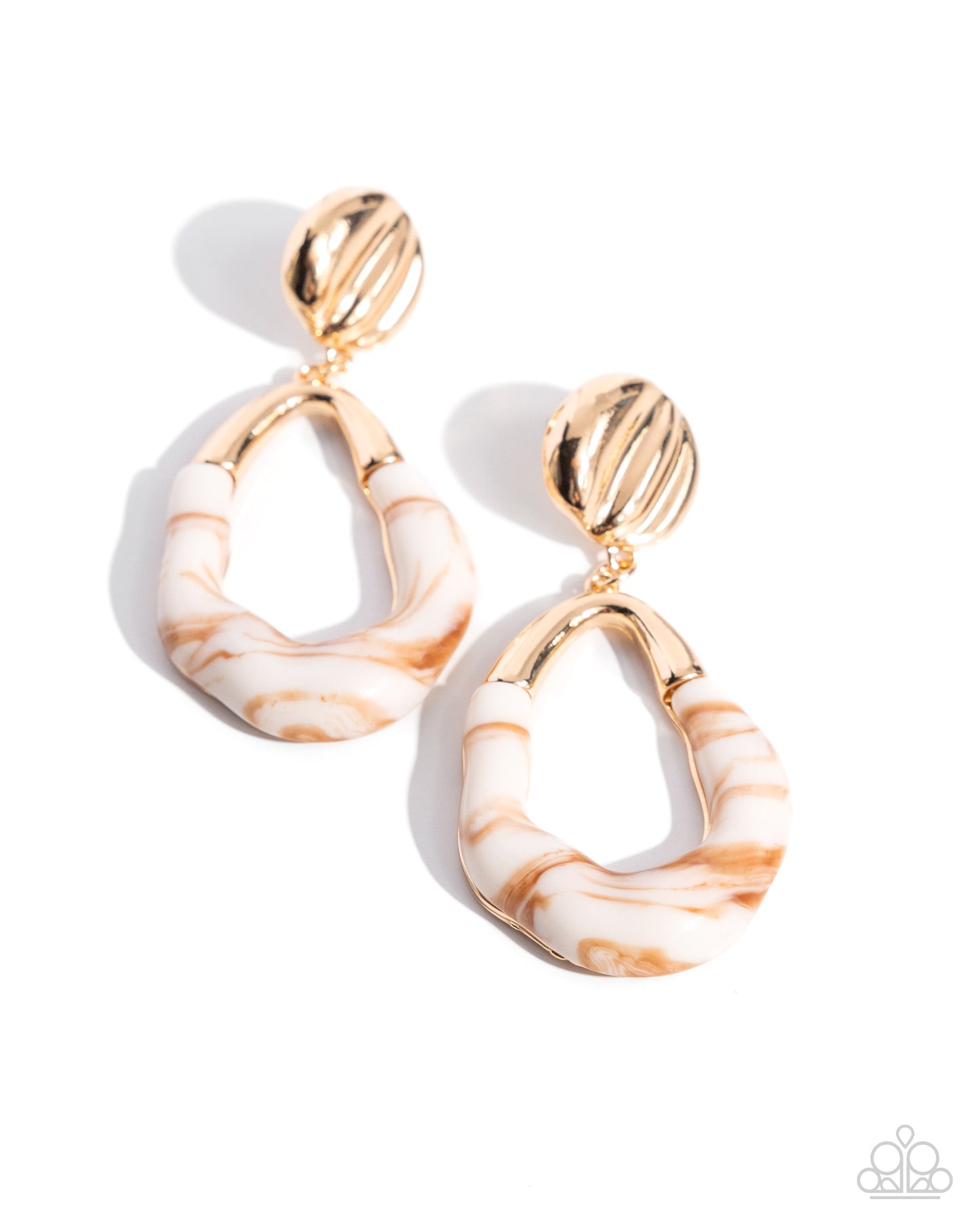 High-Sheen Swirls - Gold Acrylic Post Earrings - Paparazzi Accessories
