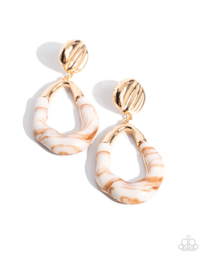 High-Sheen Swirls - Gold Acrylic Post Earrings - Paparazzi Accessories