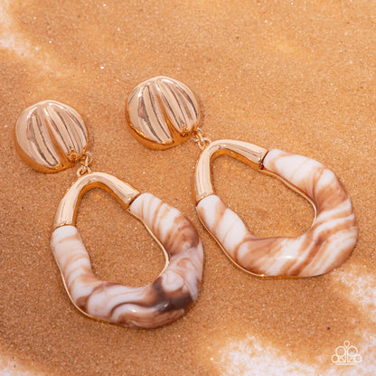 High-Sheen Swirls - Gold Acrylic Post Earrings - Paparazzi Accessories