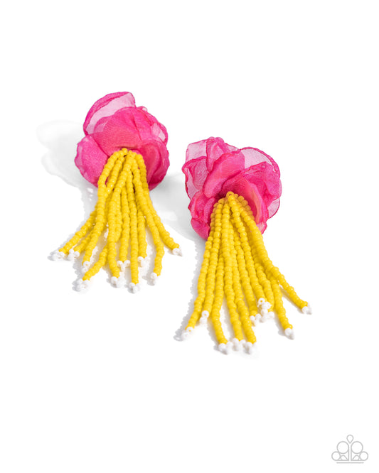 Cinderella Charisma - Multi Chiffon & Seed Bead Post Earrings - Paparazzi Accessories