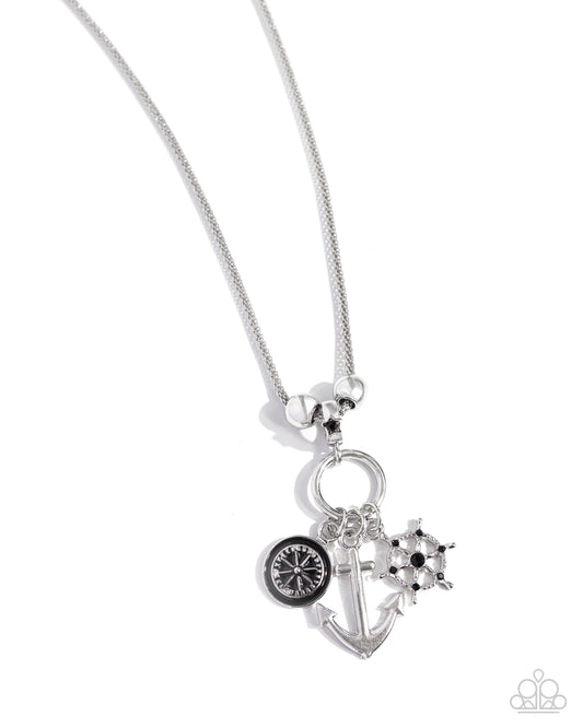 Nuanced Nautical - Black Anchor Pendant Necklace - Paparazzi Accessories