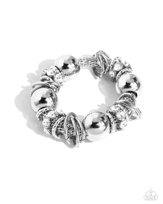 Coiled Confidence - White Stretchy Bracelet - Paparazzi Accessories