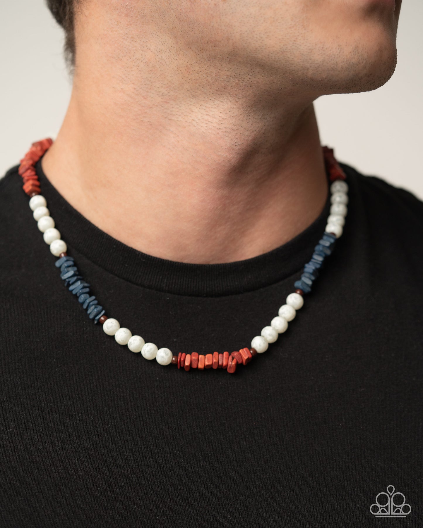 Upbeat Urban - Multi - Red, White, & Blue Stone Necklace - Paparazzi Accessories