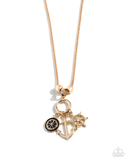 Nuanced Nautical - Gold Anchor Pendant Necklace - Paparazzi Accessories