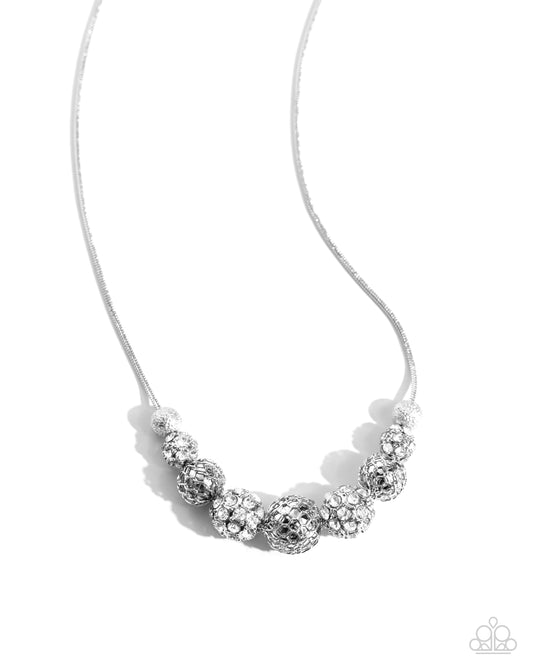 Gilded Gift - White Rhinestone Silver Necklace - Paparazzi Accessories