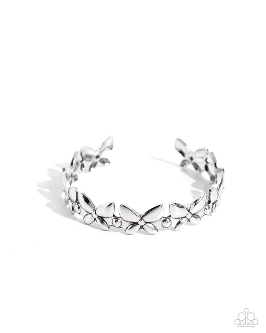 Aerial Amazement - Silver Butterfly Cuff Bracelet - Paparazzi Accessories