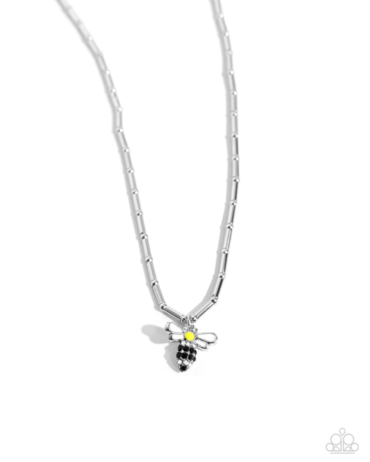 Bees Knees - Yellow Necklace - Black Diamond Exclusive - Paparazzi Accessories