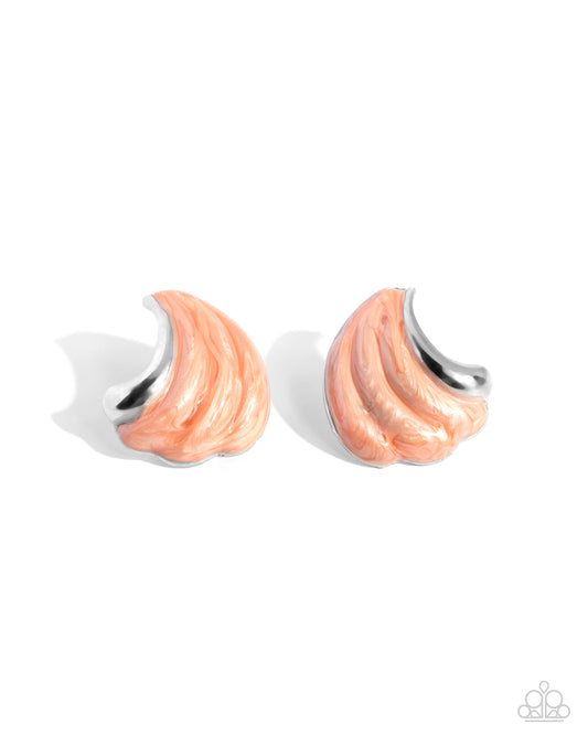 Whimsical Waves - Orange Pearlized Post Earrings - Paparazzi Accessories