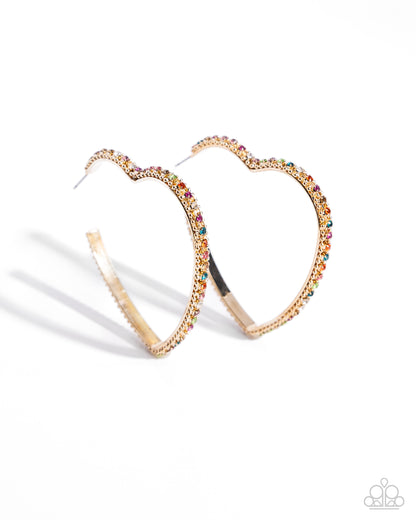 Halftime Hearts - Multi Rhinestone Hoop Earrings - Paparazzi Accessories