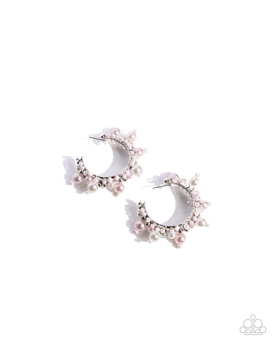 Elite Expense - Pink Beaded Hoop Earrings - Paparazzi Accessories