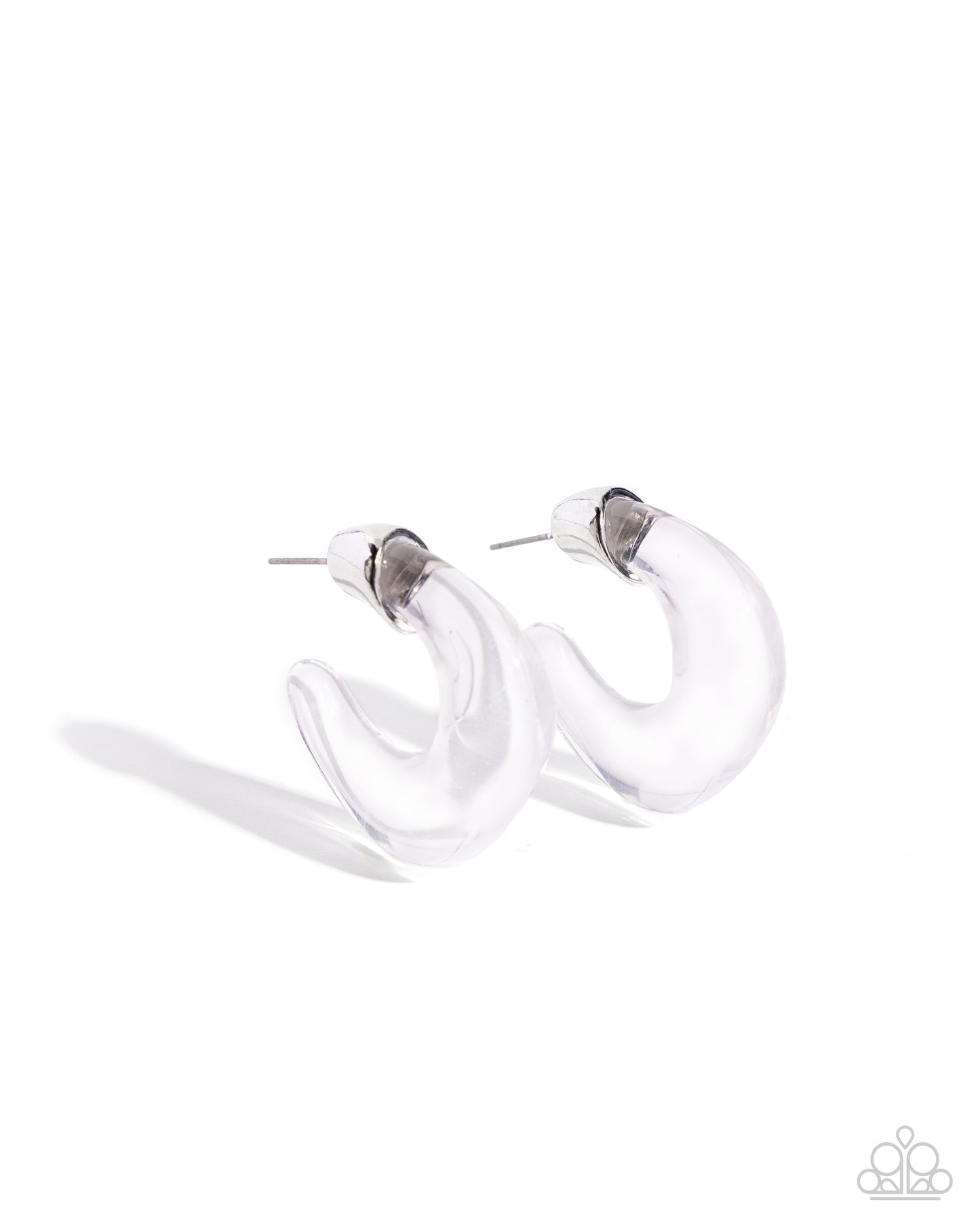 Clear Charm - White Acrylic Hoop Earrings - Paparazzi Accessories