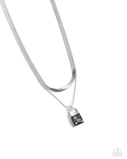 Padlock Possession - Silver Necklace - Paparazzi Accessories