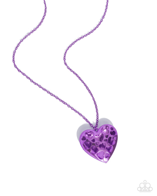 Valentines View - Purple Dipped Metal Heart Pendant Necklace - Paparazzi Accessories