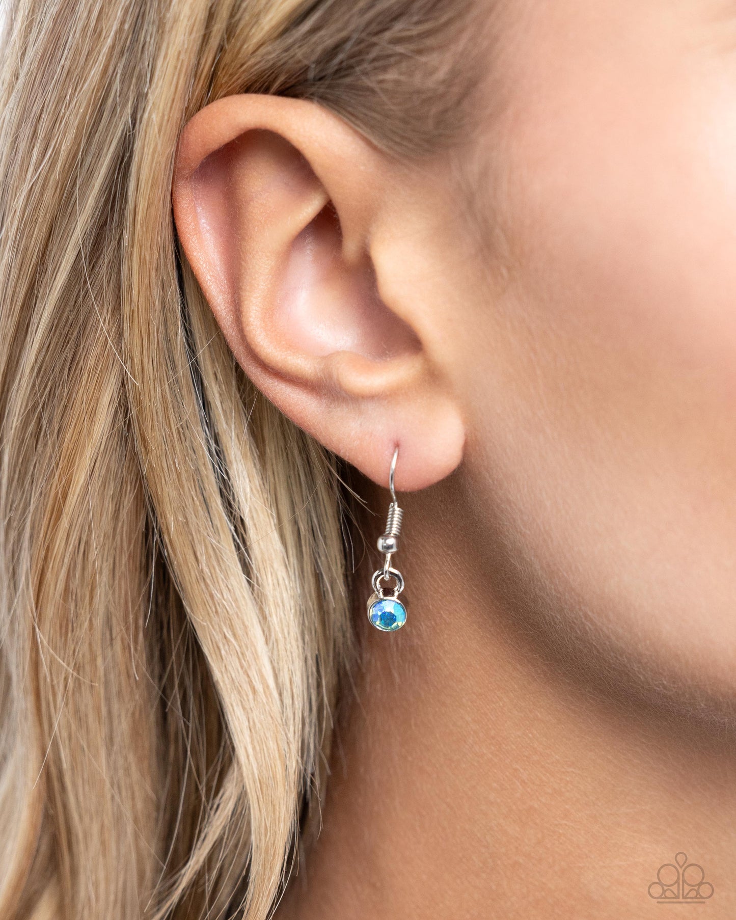 Festive Flight - Blue Iridescent Rhinestone Butterfly Pendant Necklace - Paparazzi Accessories