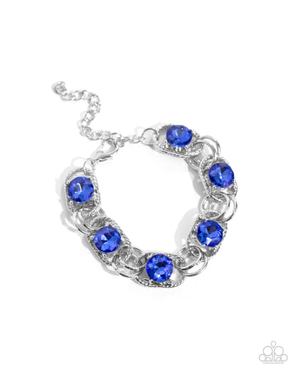 Serrated Secret - Blue Rhinestone Clasp Bracelet - Paparazzi Accessories