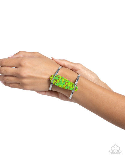 Spotted A Mile Away - Green Jade Stone Cuff Bracelet - Paparazzi Accessories