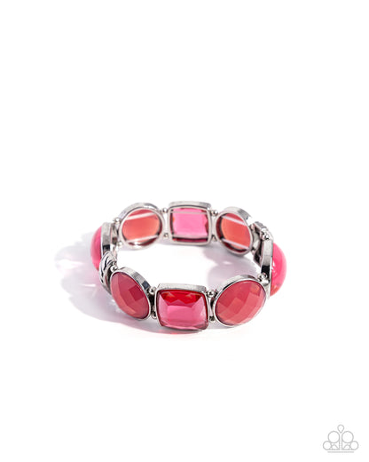 Glassy Generosity - Pink Acrylic Stretchy Bracelet - Paparazzi Accessories