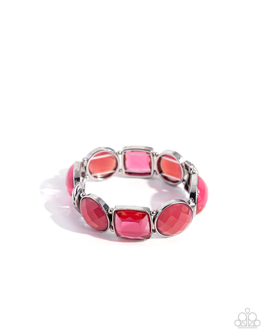 Glassy Generosity - Pink Acrylic Stretchy Bracelet - Paparazzi Accessories