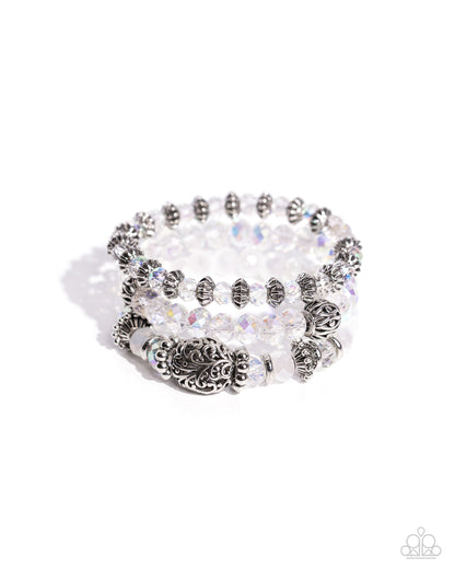 Malibu Maiden - White Stretchy Bracelets - Paparazzi Accessories