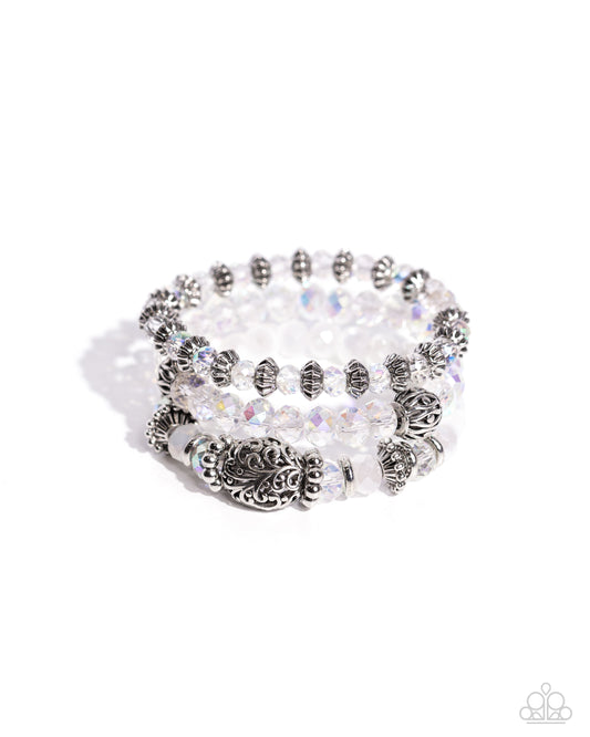 Malibu Maiden - White Stretchy Bracelets - Paparazzi Accessories