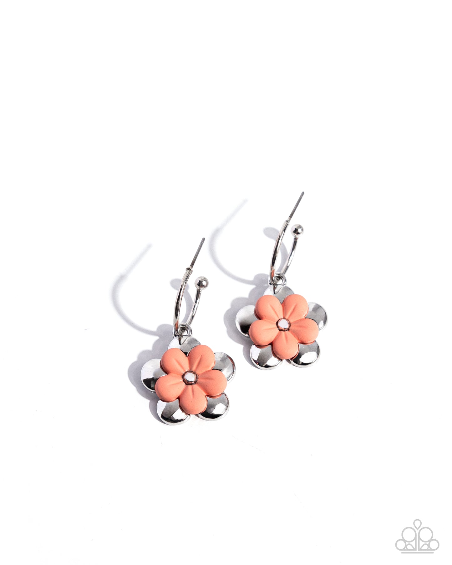 Horticultural Haute - Orange Flower Drop Hoop Earrings - Paparazzi Accessories