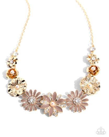 Garden Gesture - Brown Flower Necklace - Paparazzi Accessories