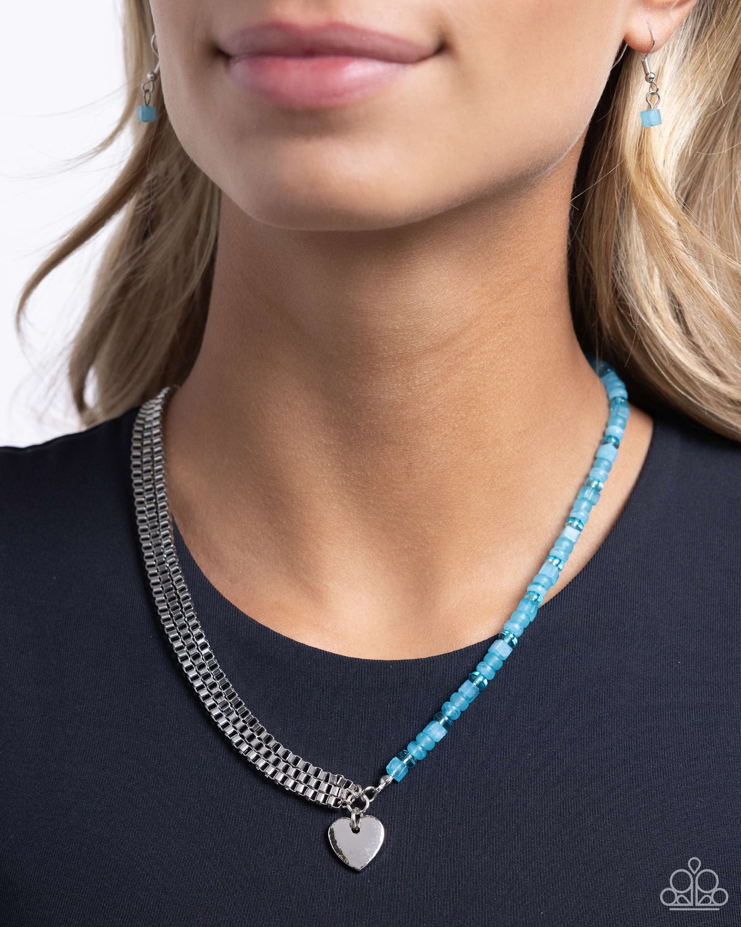 Squared Sweetheart - Blue Beaded Necklace - Paparazzi Accessories