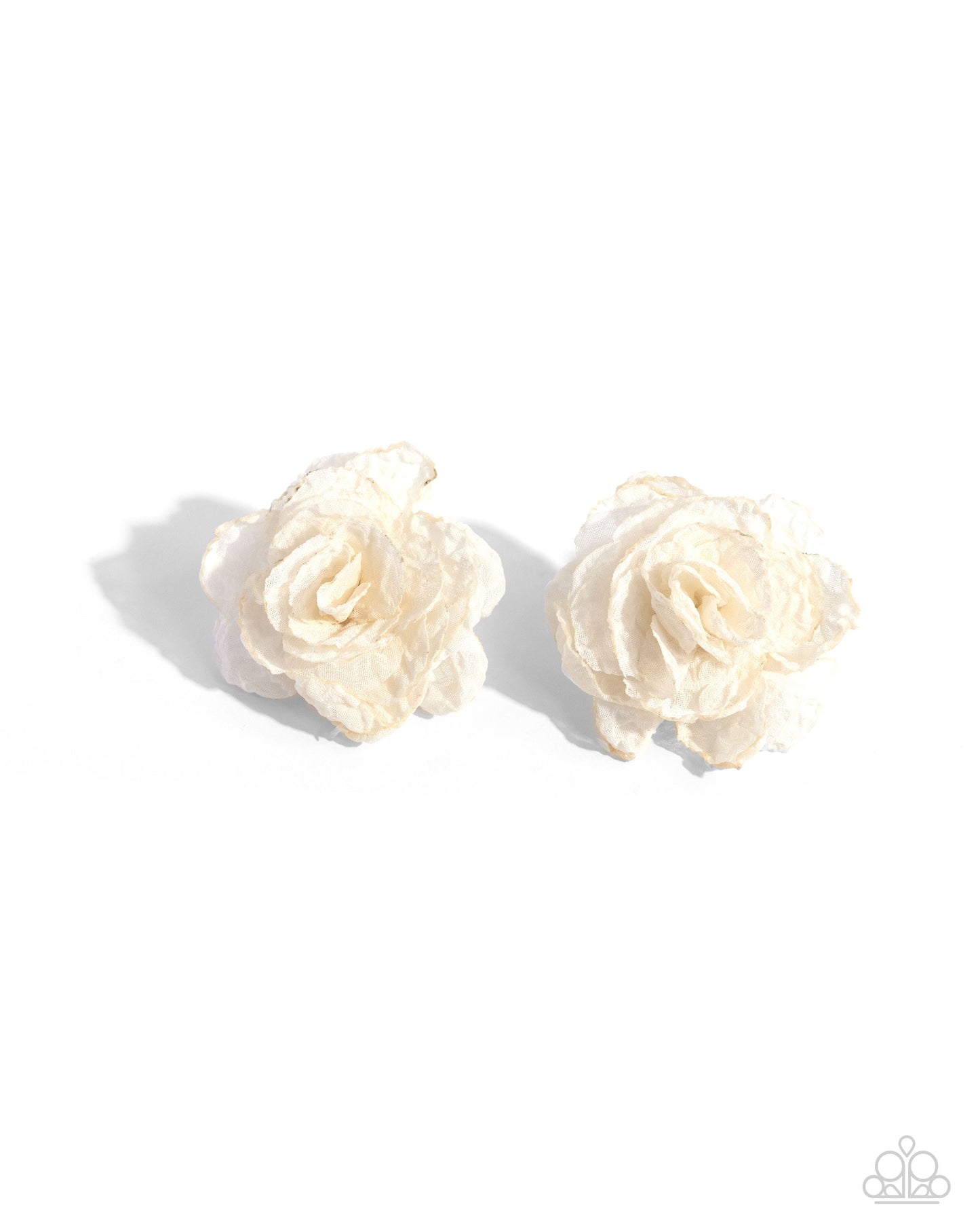 Tulle Twist - White Tulle Flower Earrings - Paparazzi Accessories